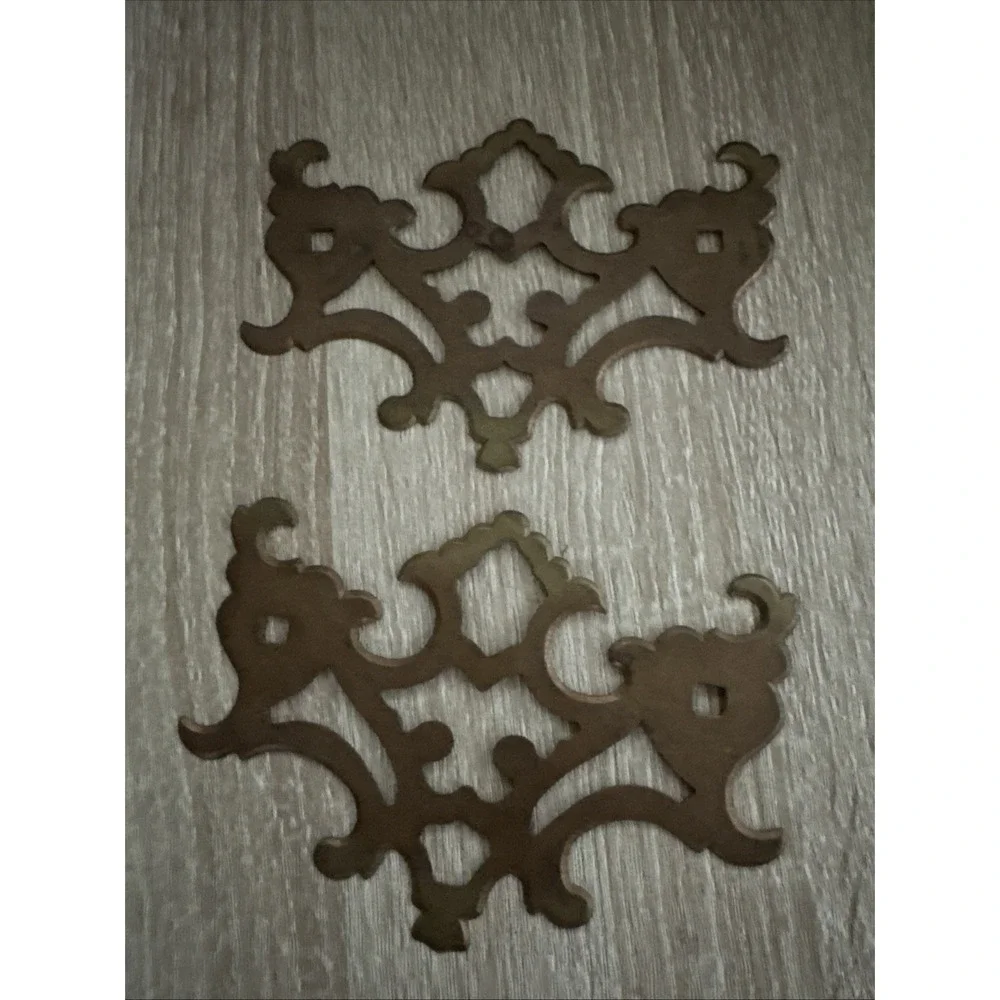 Two Vintage Brass Chippendale Style Backplates